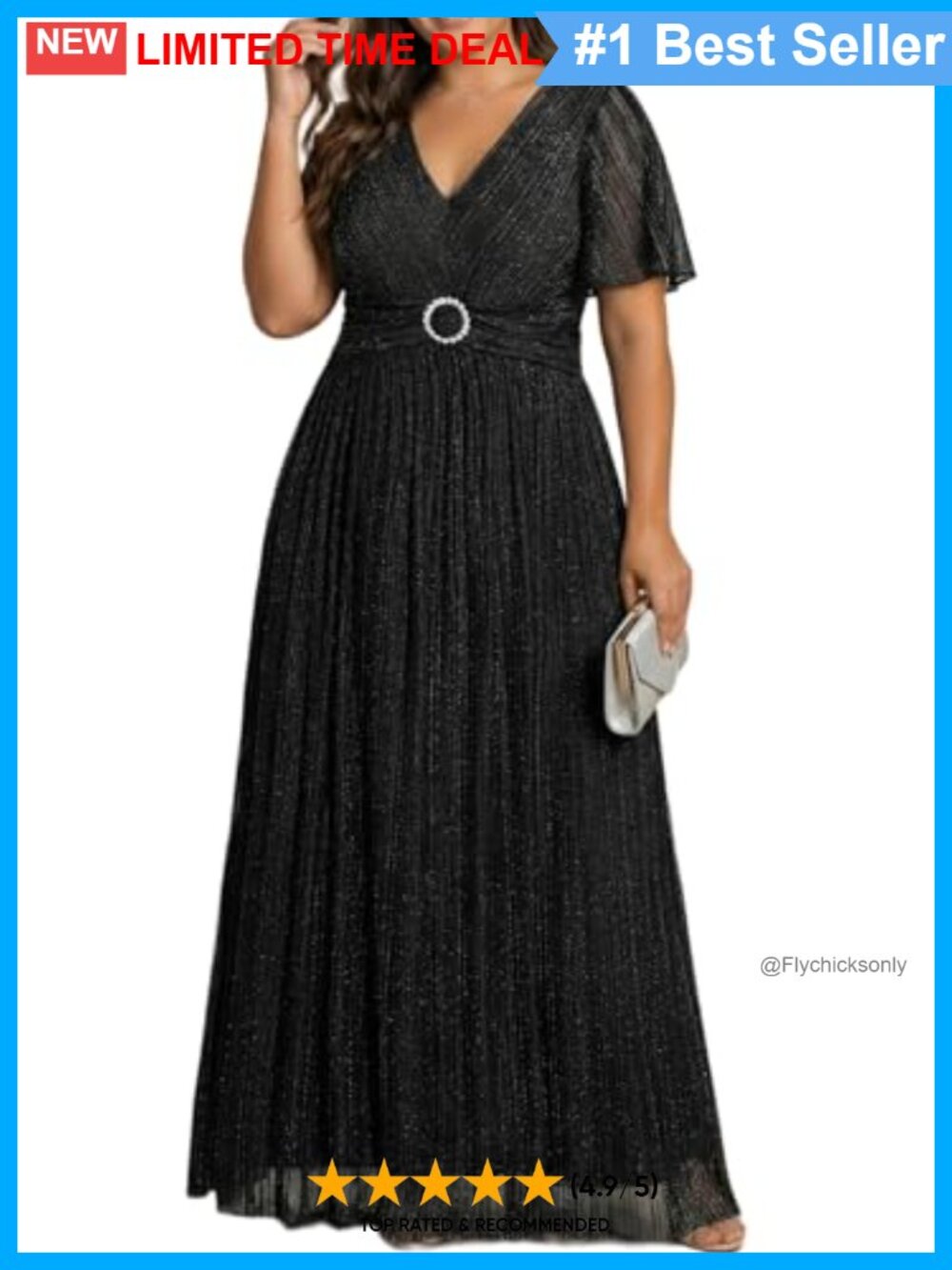 Plus Size Sequin Formal Maxi Dress Short Sleeve Evening Gown